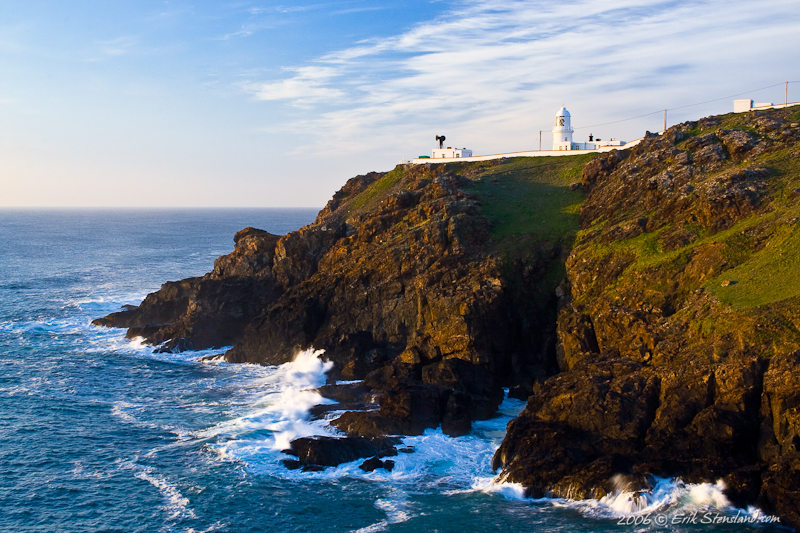 Pendeen, Lighthouse, sunset, cornwall, coast, waves photo